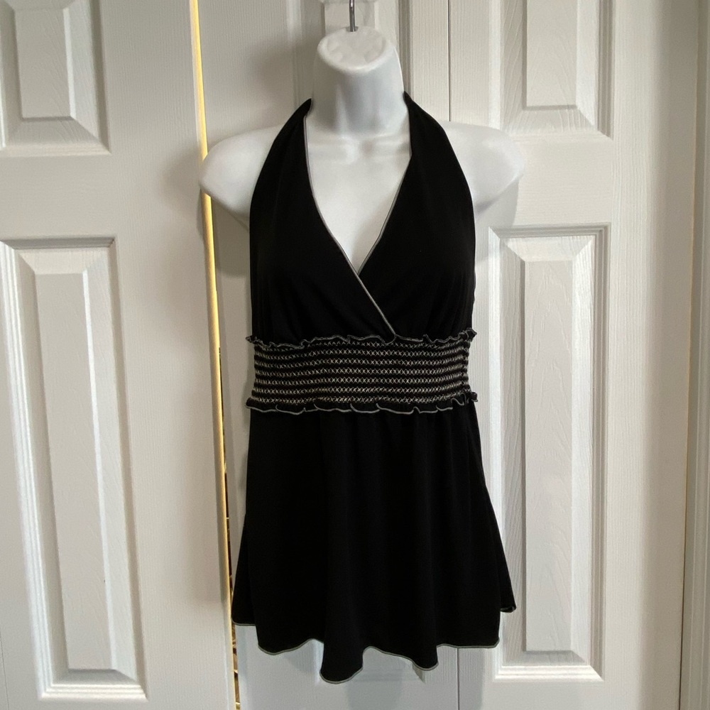 Studio M Black Ivory Halter Top M